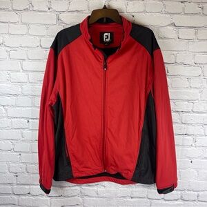 Footjoy‎ Dryjoys Jacket Mens Large Red Black Golf Rugby Full Zip Logo